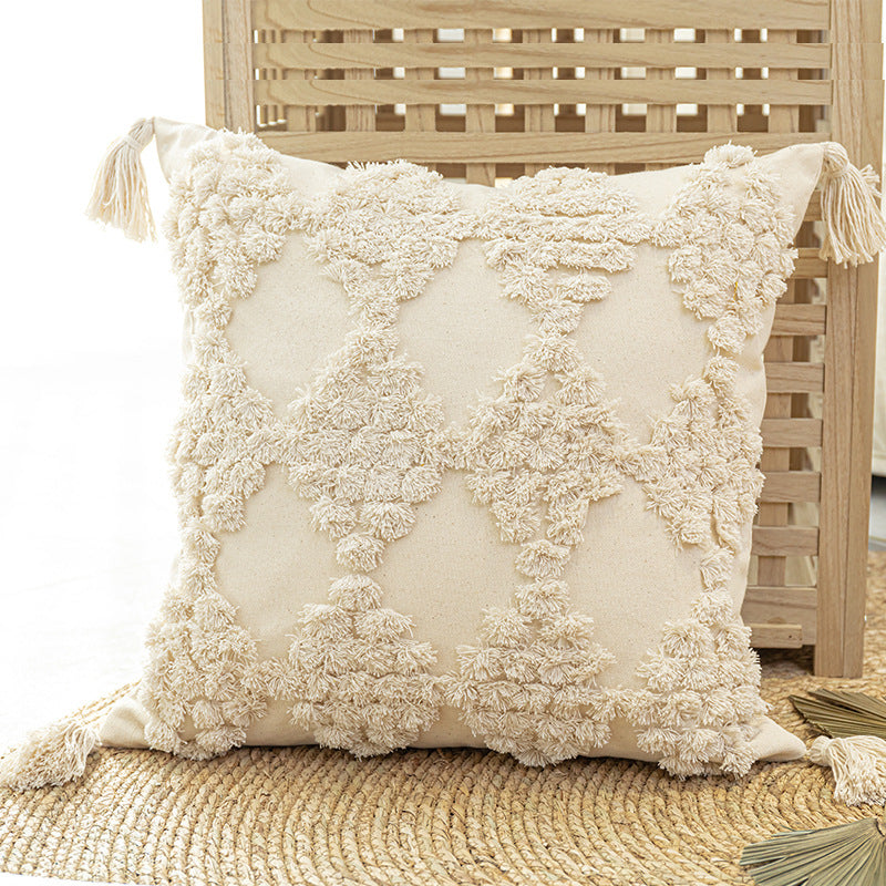 Tufted Throw Pillow With Tassels - My Home Decor