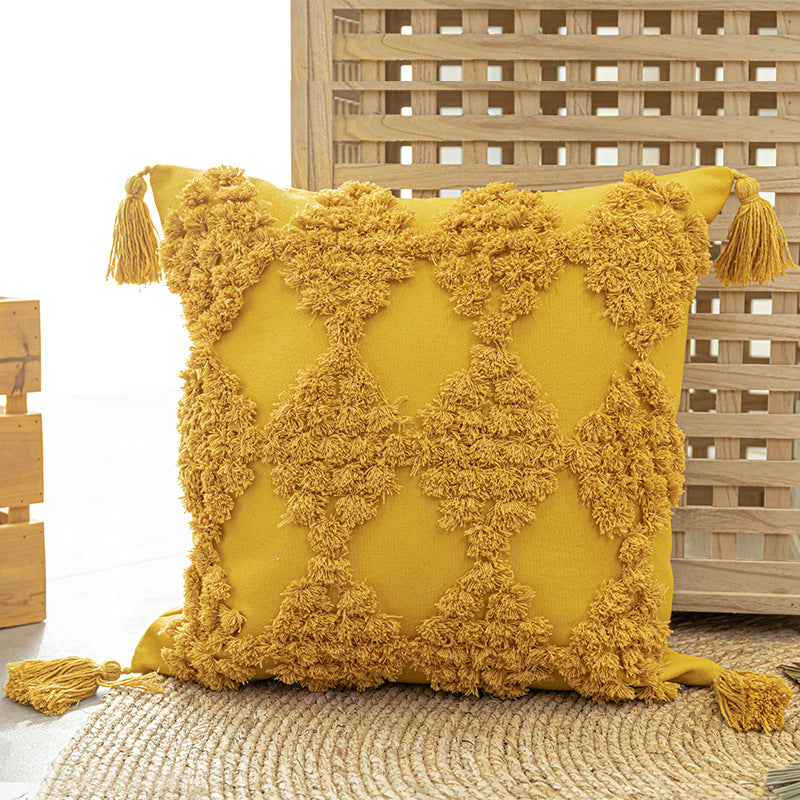 Tufted Throw Pillow With Tassels - My Home Decor