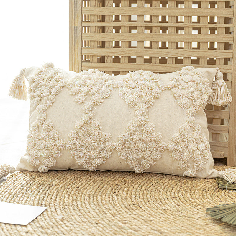 Tufted Throw Pillow With Tassels - My Home Decor