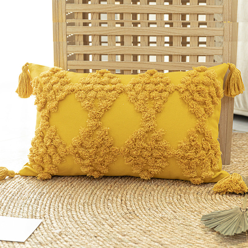 Tufted Throw Pillow With Tassels - My Home Decor