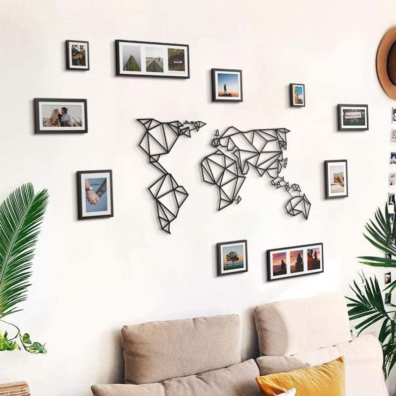 World Map Black Metal - My Home Decor